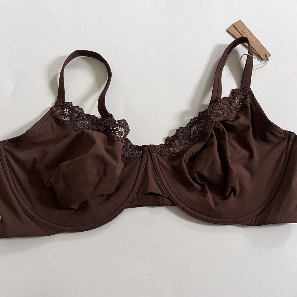 NWT 46DD SKIMS Fits Everybody Lace Underwire Bra Cocoa BA-SCP-2689